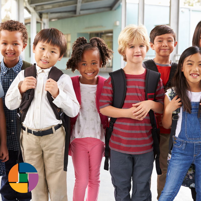 Children outside of school.